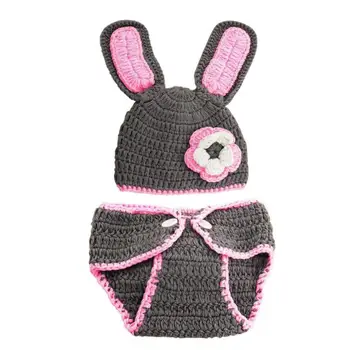 

New Knitting Baby Hat Newborn Cute Photography Clothing Props Children Cap boys girls Rabbit Model Shorts+Hat 0-6 month 2pcs