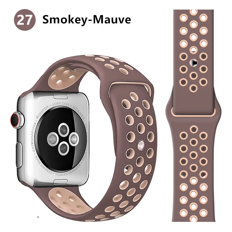 Smokey Mauve Силиконовый ремешок для apple watch 4 ремешок для apple watch 40 мм 44 мм 38 мм 42 мм correa iwatch series 4 3 2 1 для apple watch 5 ремешок для часов - Цвет ремешка: Smokey Mauve
