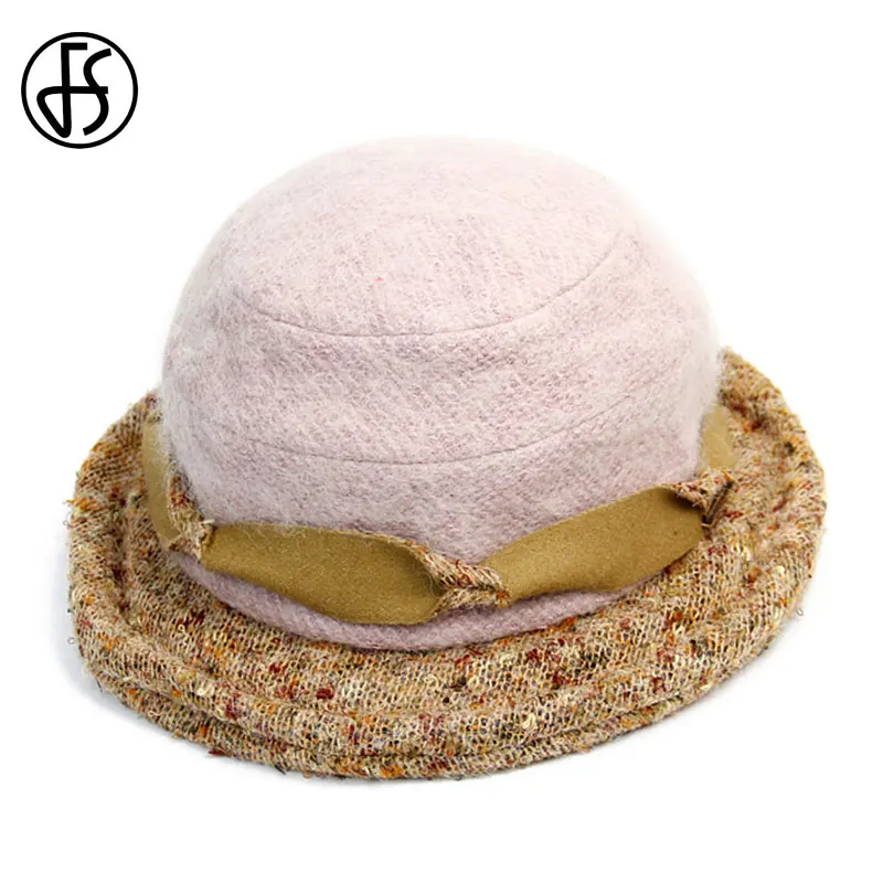 Женский шерстяной БЕРЕТ Колокол FS элегантный складной берет с широкими полями