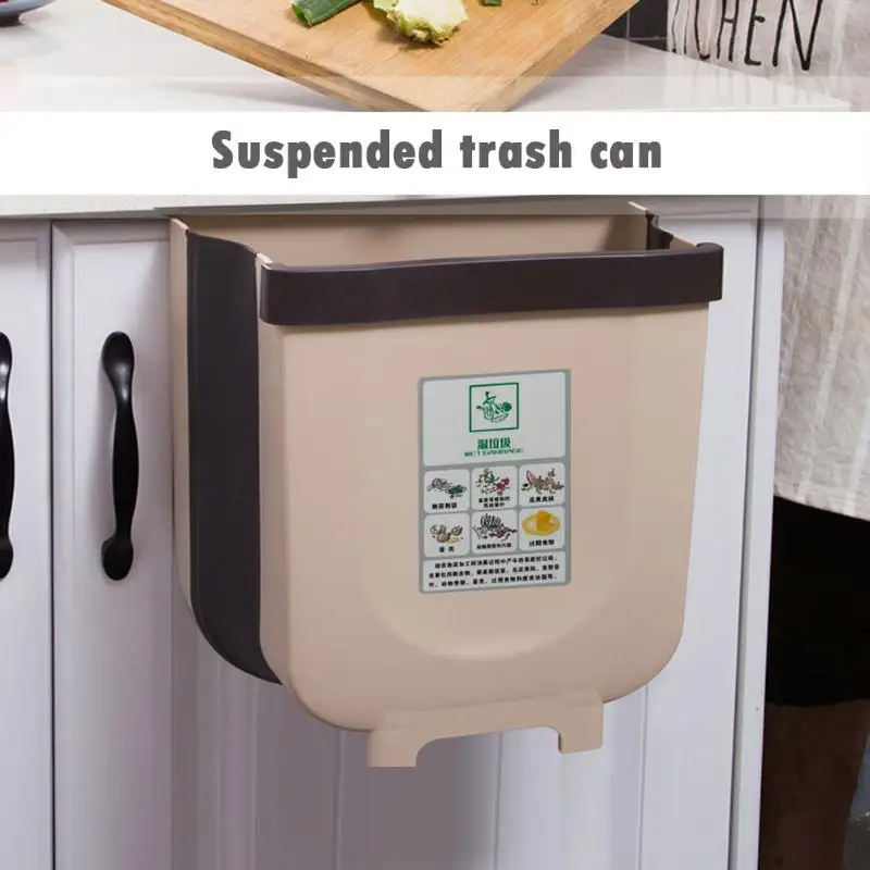 Кухня Настенный Trashcan дверь подвесной Trashcan Туалет Складной настенный мусорный ящик для ванной комнаты Туалет хранение отходов S