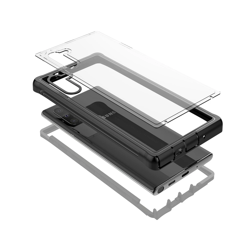 Полный охват чехол для samsung Note 10 Plus прозрачная задняя крышка бампера Встроенная сверхмощная защита хороший чехол для мобильного телефона