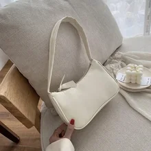 

Soft PU Leather Women Purple Underarm Bag Retro Solid Color Ladies Baguette Handbags Fashion Design Girls Small Shoulder Bags