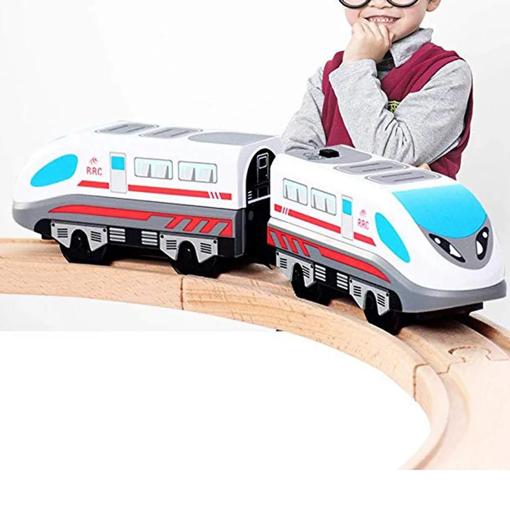 

HIINST Electric Rail Train Wooden Fence Alloy Electric Locomotive Children Toys Front Compartment High Speed Locomotive Toys