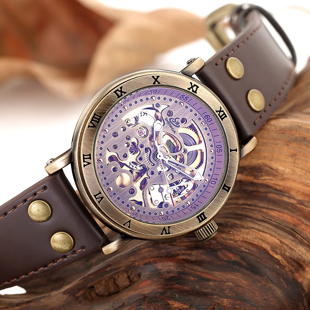 

Shenhua Europe And America Style Men Fashion Casual Hollow out Mechanical Movement Retro Automatic Analog Watch