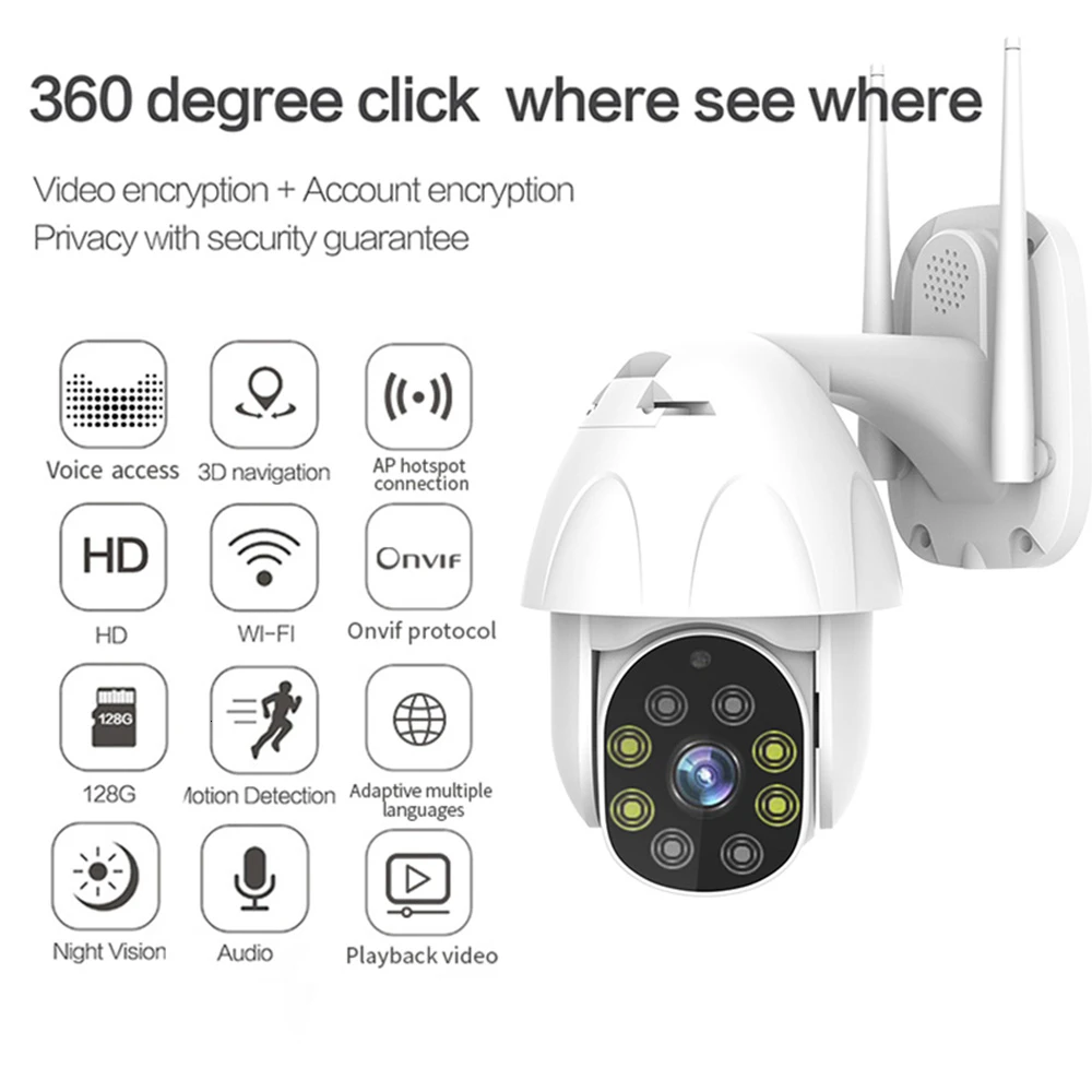 Ip-камера 1080P200W, Wifi, уличная, скоростная, купольная, беспроводная, Wifi, камера безопасности, панорамирование, 4-кратный цифровой зум, 2-мегапиксельная сеть видеонаблюдения