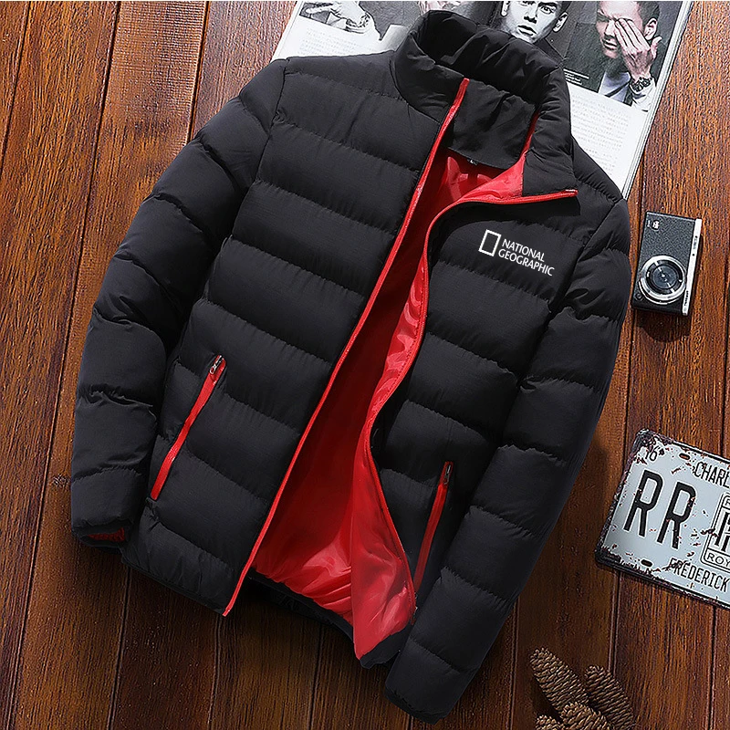 Chaquetas de plumón de estilo Harajuku para hombre, ropa periférica con estampado de la Serie Nacional Geographic, color blanco y negro, gran oferta, 2021