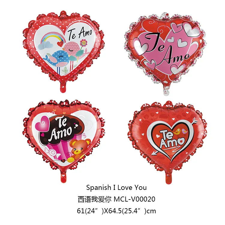 Manufacturers Wholesale Aluminum Film Balloon Valentine's Day Spanish I Love You Aluminum Foil Wedding Decoration Wall Jane Pack