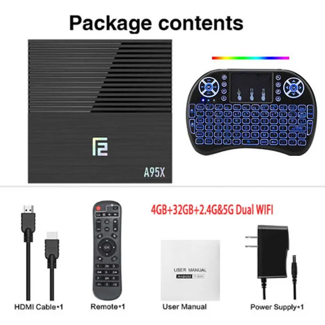 4GB 32GB 5G I8B Android tv box A95XF2 Amlogic S905X2 4GB 64GB 4K Smart Box 2,4G& 5G Dual wifi Bluetooth 4,2 USB3.0 медиаплеер Google Play Store - Цвет: 4GB 32GB 5G I8B