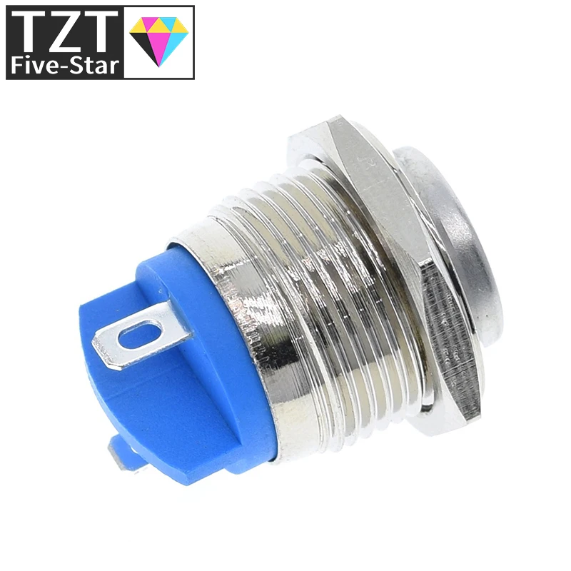 TZT 1/3PCS 16mm metall druckknopf wasserdicht vernickelt messing taste schalter drücken taste reset 1NO hohe runde momentary – Detail 6