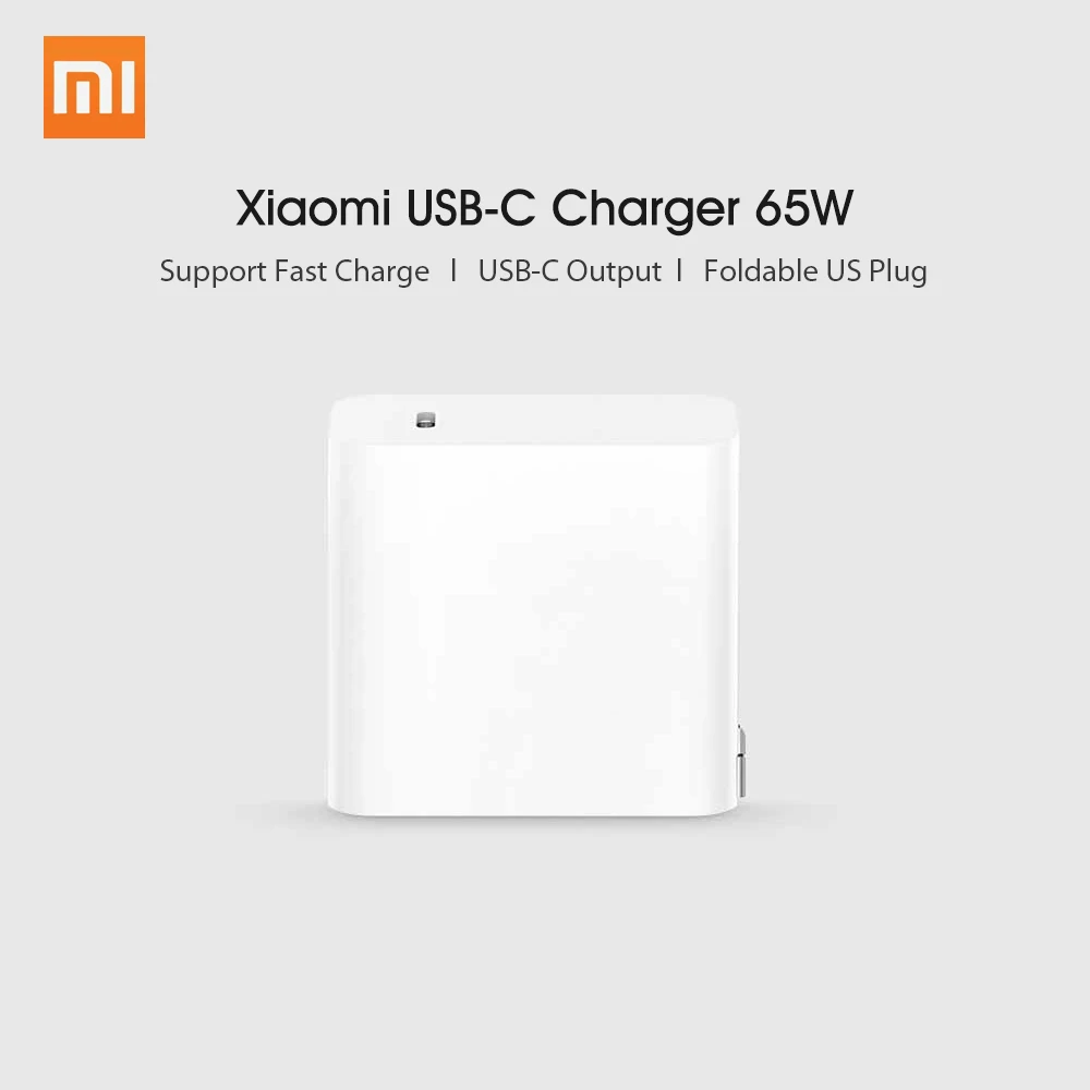 Xiaomi USB-C зарядное устройство 65 Вт адаптер питания с американской вилкой мини портативное зарядное устройство для путешествий 100-240 В для телефона ноутбука