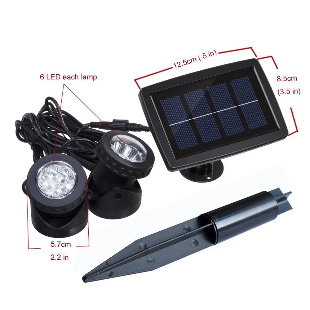 Ip68 à Prova Dcoo Luzes Subaquáticas Lagoa Solar Paisagem Luz Projetor Dip68 Água Jardim Gramado Led 3 Luzes subaquáticas