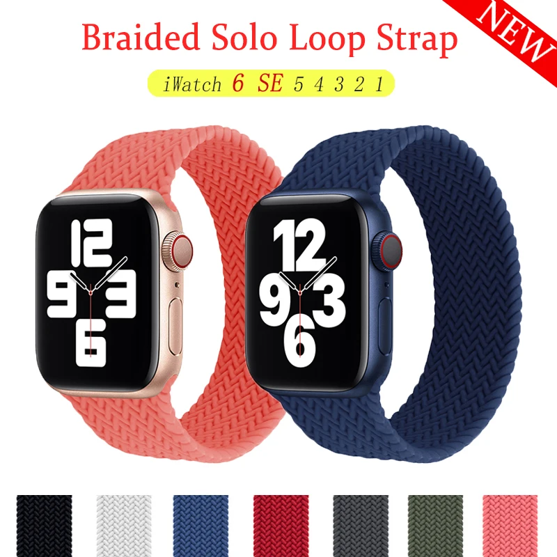 

Silicone Strap For Apple watch 6 band iWatch series SE 5 4 3 38mm 42mm Sport wristband Silicone Solo Loop iWatch band 44mm 40mm