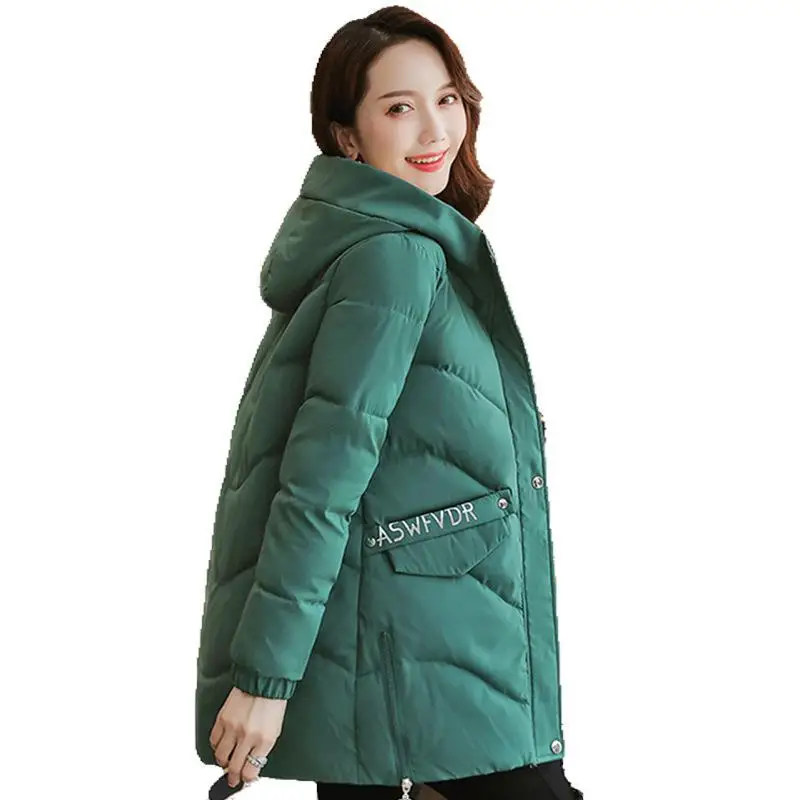 

CALOFE 2019 Women Autumn Winter Hooded Warm Coat Slim Plus Size 5XL Solid Cotton Padded Basic Jacket Female Jaqueta Feminina