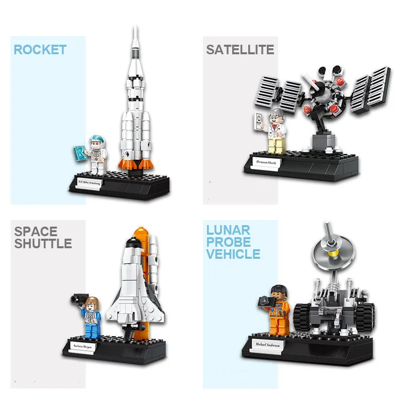 

Small particle building block Aviation series rocket satellite children's early education assembly puzzle boy model toy