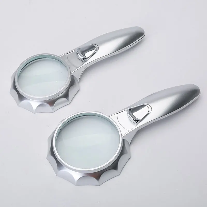 

7x 4x Optical Magnifying Glass With LED Lights Handheld Magnifier 55/75mm Diameter for Antique Jewelry Newspaper Book Reading