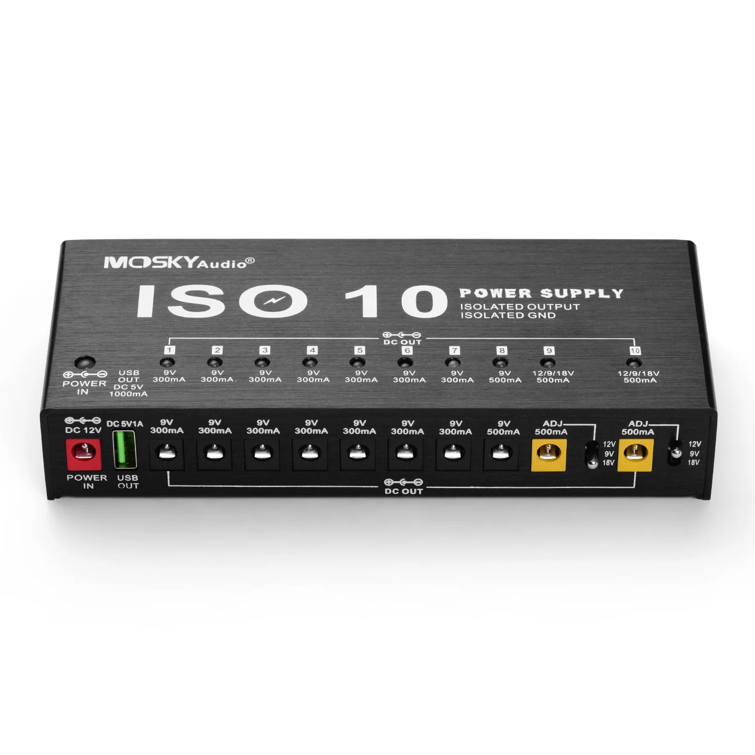 Fonte de Alimentação Mosky com Efeito de Guitarra Isoladas e Uma Efeitos de Guitarra Usb de 5v para 9v Saídas Saída 18v 10 dc 12v - Image 2