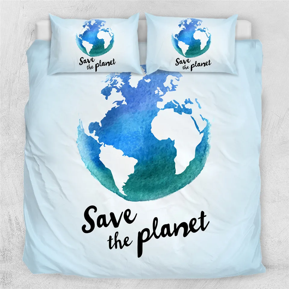 1 Постельные принадлежности Outlet Earth Комплект постельного белья Save the Planet пододеяльник Акварельная синяя карта покрывала глобус Сфера постельное белье 3 шт. Прямая поставка - Цвет: 1