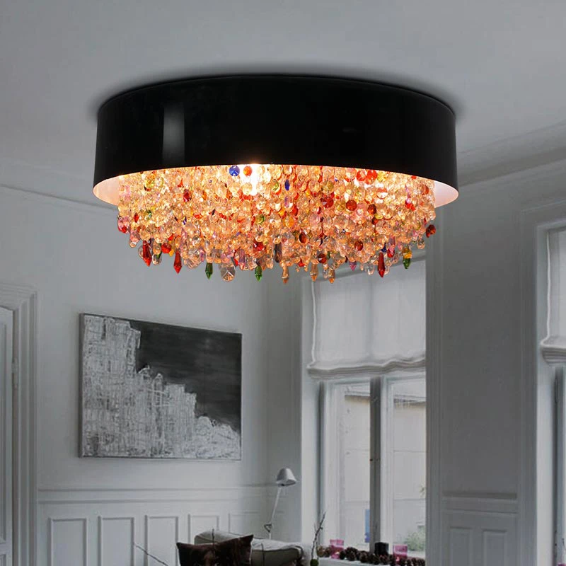 

Modern nordic colorful led ceiling light lamp salon home decor k9 crystal chandelier lighting for living room kitchen bedroom