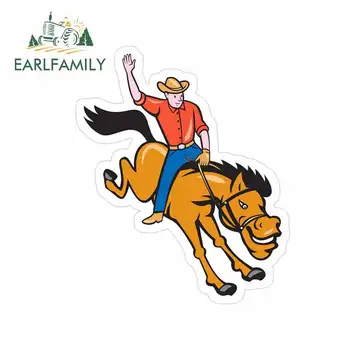 

EARLFAMILY 13cm x 10.9cm for Rodeo Cowboy Riding Laptop Car Stickers Motorcycle Laptop Decal Cartoon Bumper Windows Decoration