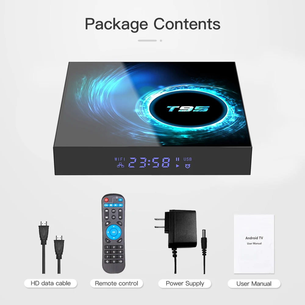 Original T95 android tv box bluetooth 5.0 2.4g & 5g Wifi 128g 3D Voice16g 32gb 64gb 4k Quad Core Set-Top Box Media Player