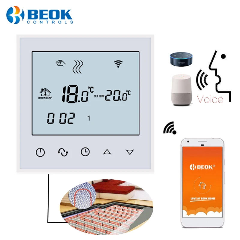 Beste Beok Wifi Thermostaat voor Elektrische Verwarming Gecontroleerd door IOS en Android Smart Telefoon Programmeerbare WIFI Temperatuur Controller