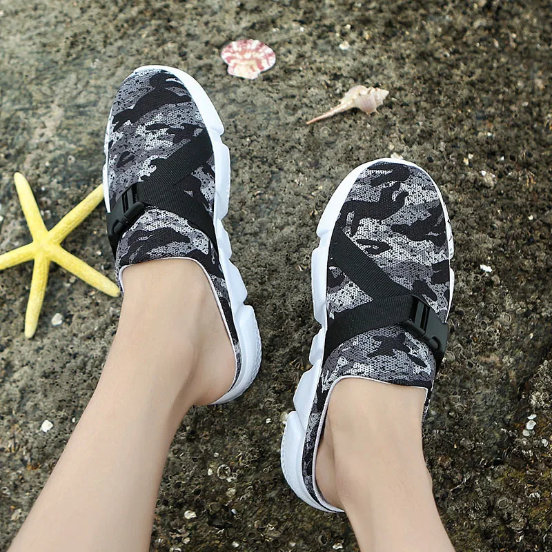 Шлепанцы Мужские дышащие уличные полутапочки камуфляжная модная спортивная