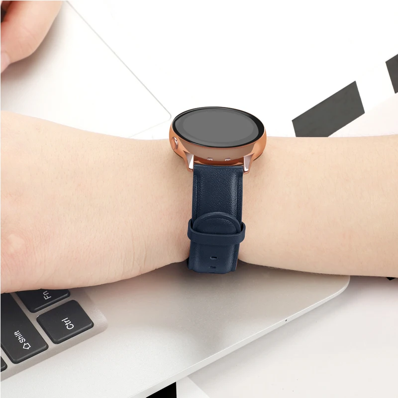 Ремешок для часов 20 мм 22 мм из натуральной кожи для samsung Galaxy Watch 42 мм Active Active2 40 мм 44 мм кожаный ремешок стальной ремень с застежкой