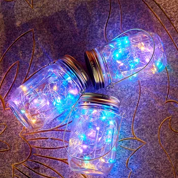 

Christmas decorations solar led copper wire string lights outdoor waterproof garden lights hanging lights Mason bottle lights