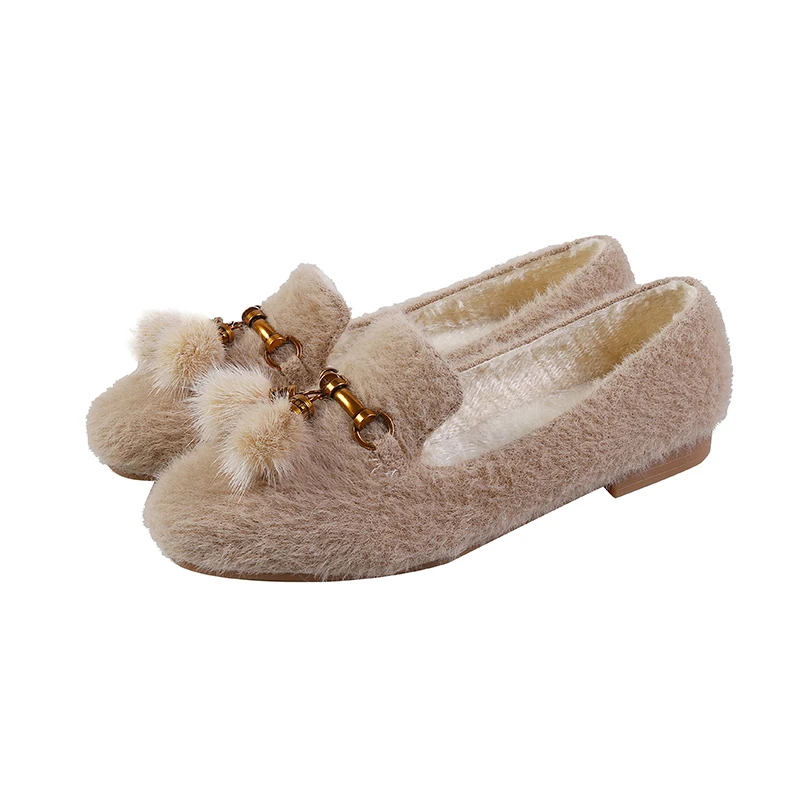 618-26-beige Новинка года; обувь; женские лоферы на плоской подошве с искусственным мехом ягненка; Плюшевые Теплые мокасины; слипоны; балетки на плоской подошве; женские оксфорды; большой размер 43 - Цвет: 618-26-beige