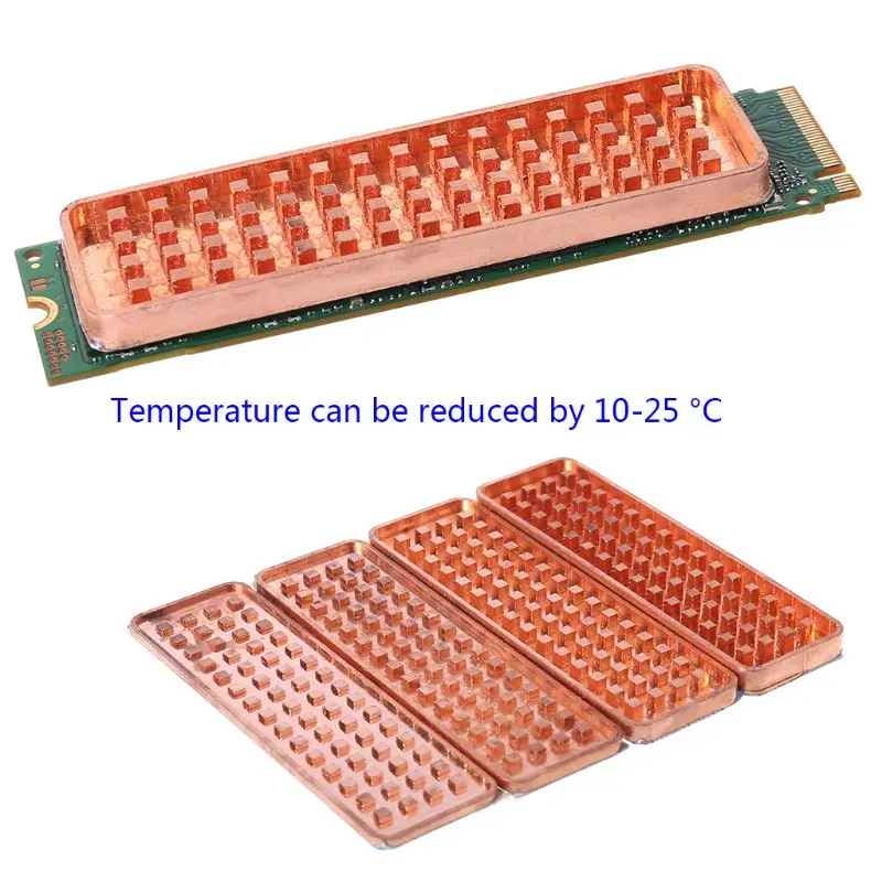 Медь NVME NGFF M.2 теплоотвод 2280 SSD металлический лист Термальность проводимость силиконовые пластины Вентилятор охлаждения M2 радиатора