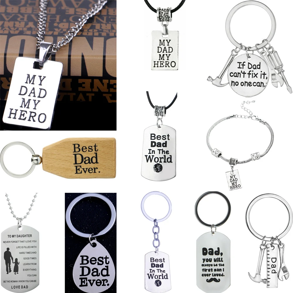 Ожерелье с подвеской лучший папа мой герой мама День рождения папа|Ожерелья