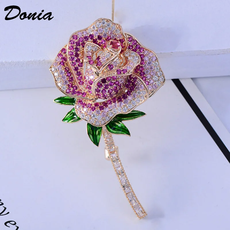 Ювелирные изделия donia Classic rose Blomworm Koper liar bruiloft broches sieraden perfect kubieke zirkoon broches sjaal pin