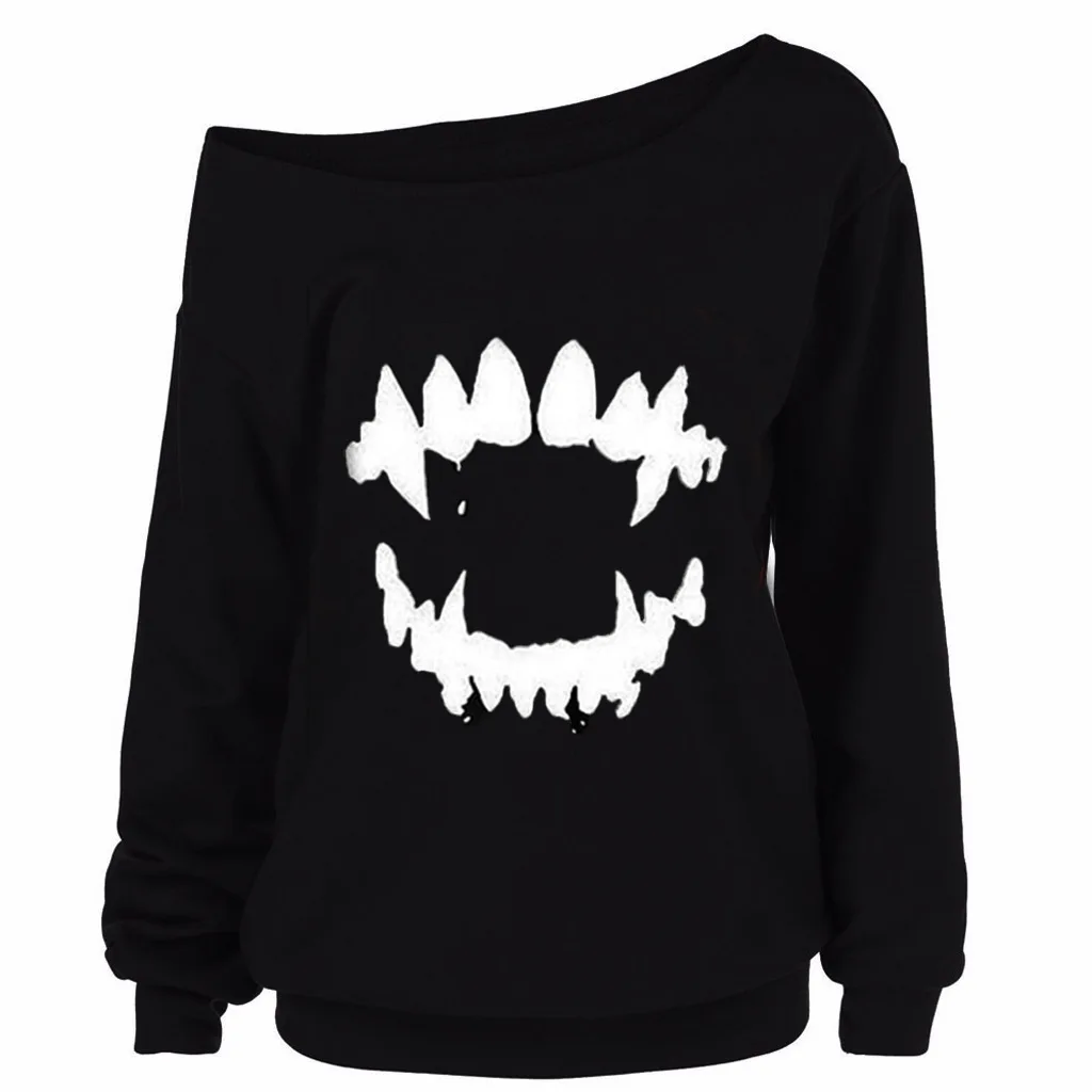 ALALY Autumn and Winter Halloween Clothes For Women long sleeve Tops Women Blouse Fall 2020 Women Clothes day of the dead