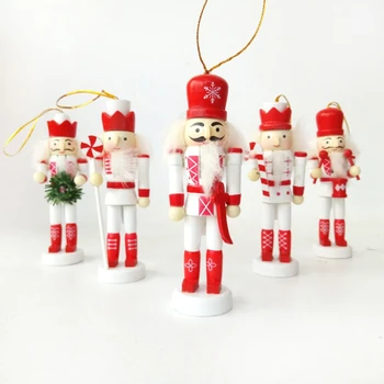 

5pcs 12cm Wooden Nutcracker Puppet Walnuts Soldier Doll Pendant Christmas Decor