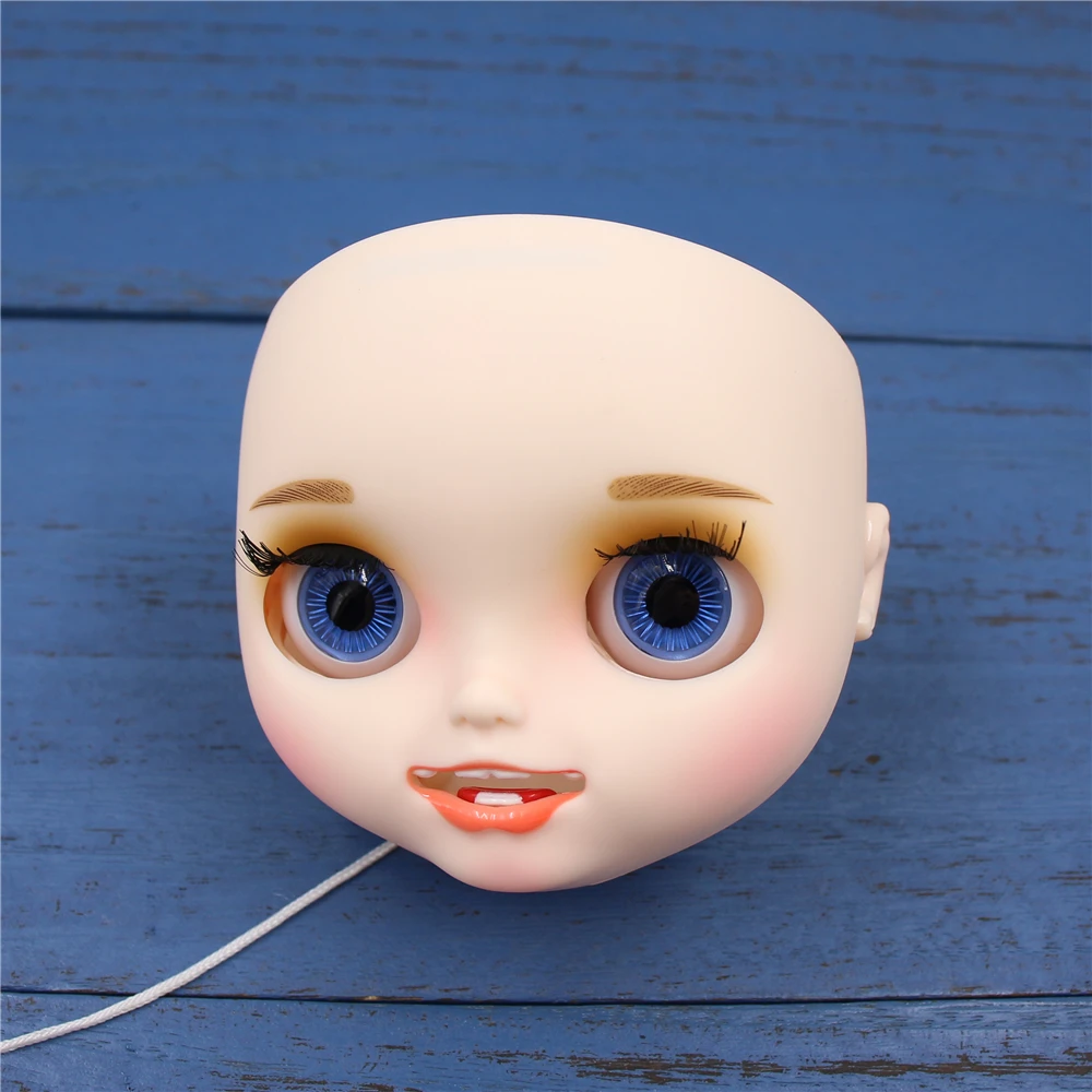 Neo Blythe Plaque frontale mate de poupée avec maquillage, bouche et peau blanche 5
