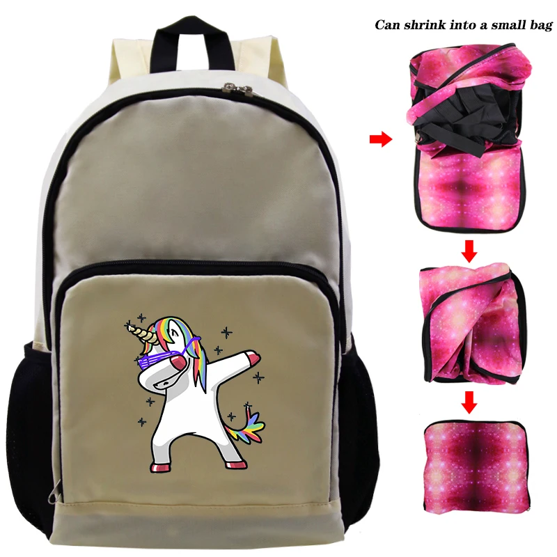 Red Cute Unicorn Galaxy Backpack Boys Girls School Bag Women Men Foldable Large Capacity Travel Bag Women Backpack - Color: Red