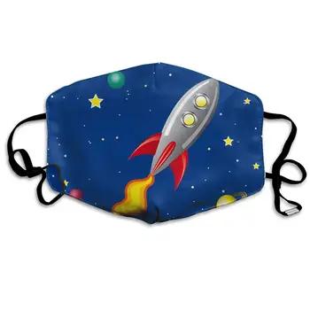 

Polyester Anti-dust Mouth Mask - Cool Rocket in Space Washed Reusable Mouth-Muffle - Fashion Printed Face Masks for Outdoor