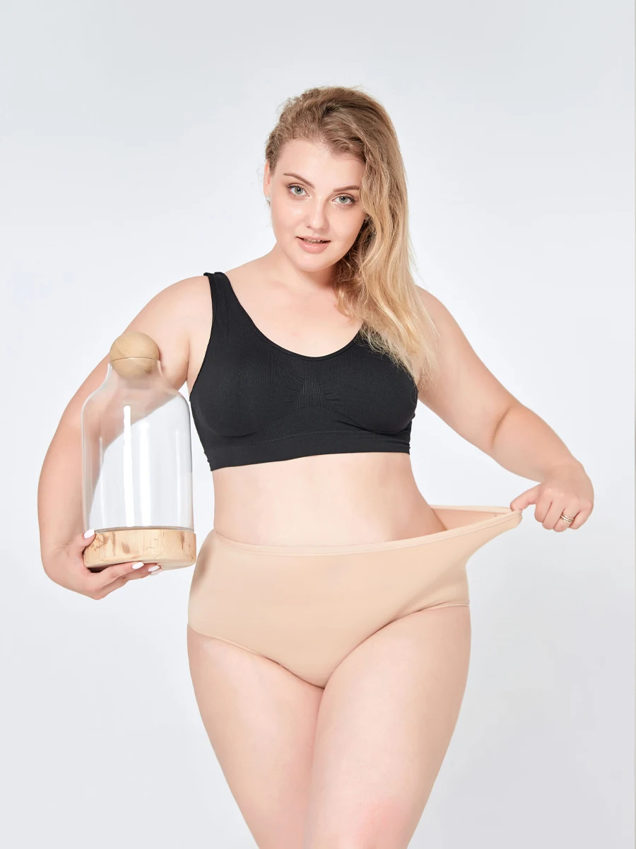 Seamless Support Panty 3pcs+free bag Women's High Waisted Cotton Underwear Soft Full Briefs Ladies Breathable Panties Dropship 5