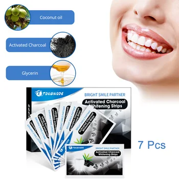 

TONGWODE 7 Pcs Teeth Whitening Strips Natural Material Health Ingredient Bamboo Activated Charcoal Suitable for Adult and Smoker