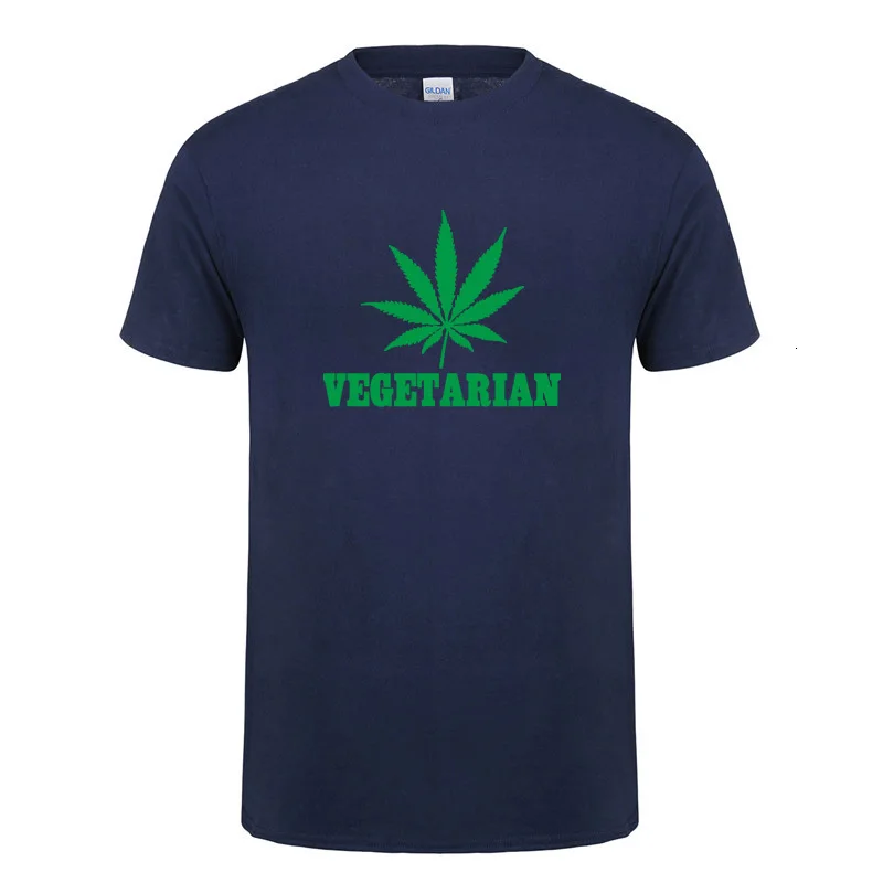 Midnite Star Vegan Вегетарианская Подарочная футболка с сорняком для мужчин и женщин, Мужская футболка с изображением животных, футболка с короткими рукавами и зелеными листьями конопли - Цвет: NavyBlue