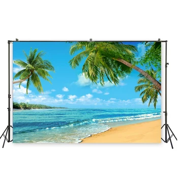 

HUAY natural scenery backdrop Hawaii beach themed background palm tree and sea camera picture filming photo photographyXT- 6610