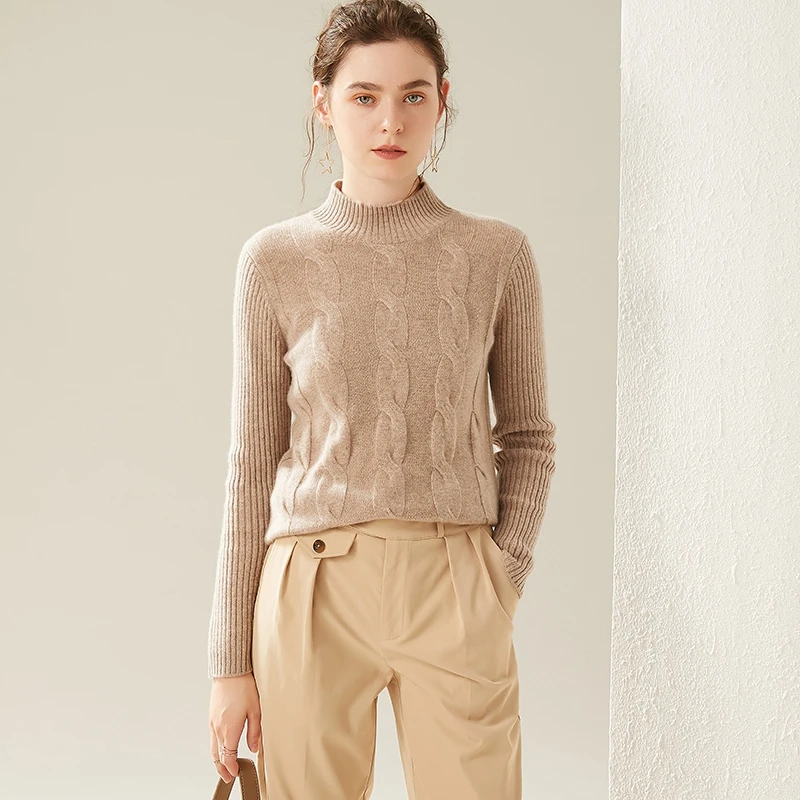 LITVRIYH fashion casual women sweater female pullover long sleeve half turtleneck sweater women cashmere sweater pullover female