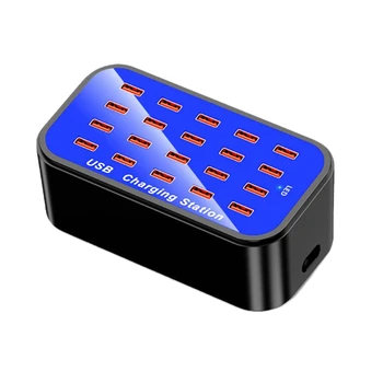 

20 Multi-Port USB Hub Adapter Desktop Wall Charger Charging Station for iPhone EU Plug