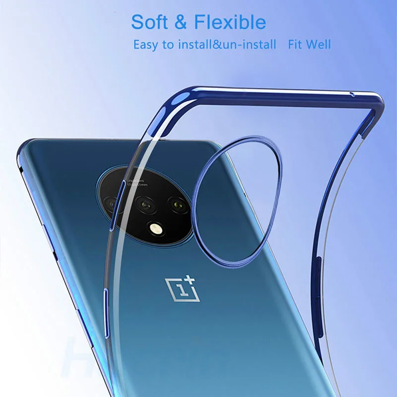 Мягкий прозрачный чехол для телефона oneplus 7 T, чехол для телефона с лазерным покрытием, Прозрачный Силиконовый противоударный чехол для oneplus 7T 7 Pro 6T 6