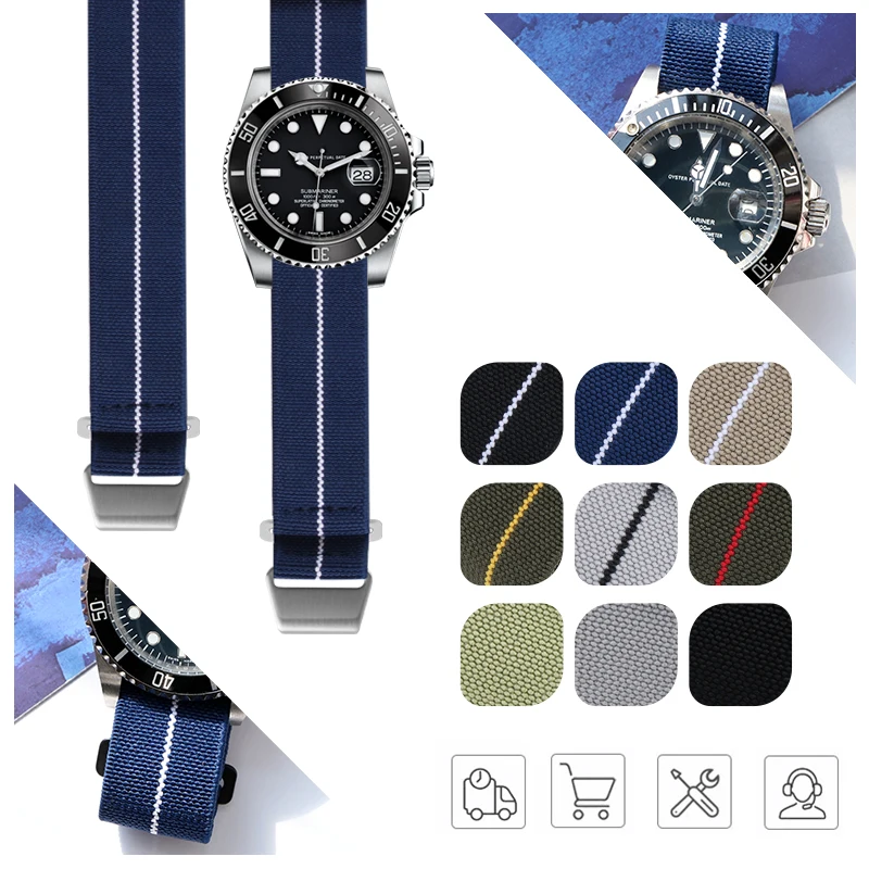 Military Parachute Nylon Fabric Watchband Watch Strap for Tudor Bronze Bay 42mm 44mm Replacement Strap Iwatch 1