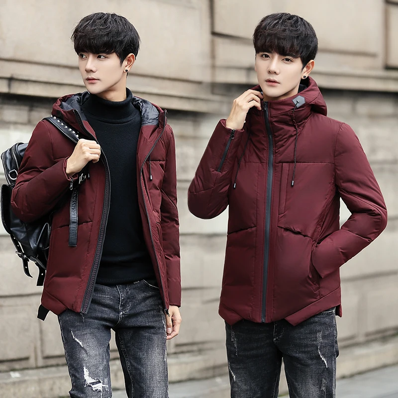 

Short Winter Men's Jackets Duck Down Jacket Man Black Hooded Warm Casual Coat Parkas Outerwear Casaco Masculino KJ497