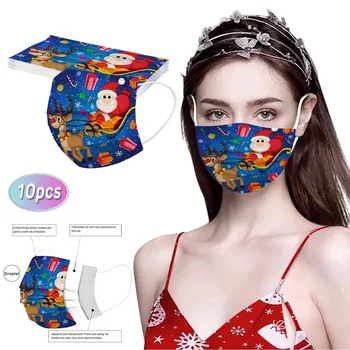 

10pc In Stock Adult's Festive Mask Disposable High Quality Face Mask Industrials 3ply Earhook Festive Party Mask Mascarillas #RN