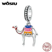 WOSTU, 925 пробы, серебряные верблюды, болтаются, подходят для оригинального браслета, подвеска, ожерелье, серебро 925, изготовление ювелирных изделий BKC1376