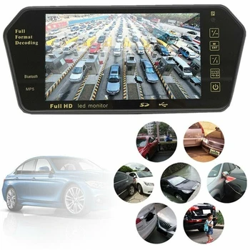 

7inch Bluetooth Parking Reversing Camera FM Radio Car Rear View Monitor Mirror Stereo HD Screen MP5 Player USB Support TF Card