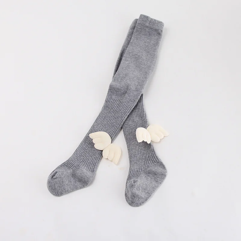 Gray Lovely Baby Tights Wings Spring Autumn Cute 0-8Y Toddler Pantyhose Kid Infant Baby Warm Tights for Girls Cotton High Quality - Цвет: Gray